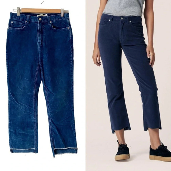 The Cords & Co Pants - The Cords & Co Stella Designer Mid Indigo Corduroy Straight Leg 26